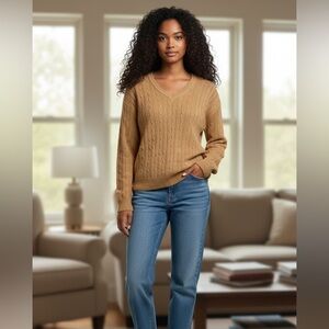 Leslie Fay Cable Knit Sweater Women’s Size XL Tan